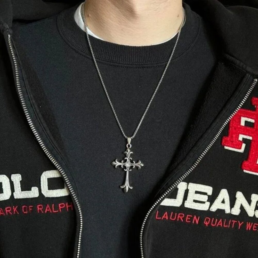 y2k style grunge heavy metal punk gothic emo cross pendant necklace